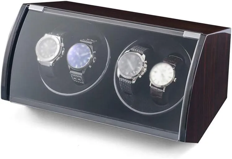 Storage Box Watch Winder Box 4 Watches, Wood Shell mite Piano Paint Exterior, USB Power Cord, Independently Controlled Settings, Quiet Motors Watch Winder Display 