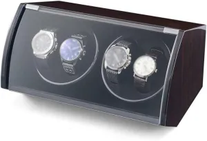 Storage Box Watch Winder Box 4 Watches, Wood Shell mite Piano Paint Exterior, USB Power Cord, Independently Controlled Settings, Quiet Motors Watch Winder Display 