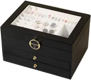 Storage Box with Compartments for Rings, Earrings, Bracelets, Watches desirability preoccupation ?C Soft Velvet Lining, Waterproof, Portable, Ideal Gift for Women Light Luxury Jewelry 