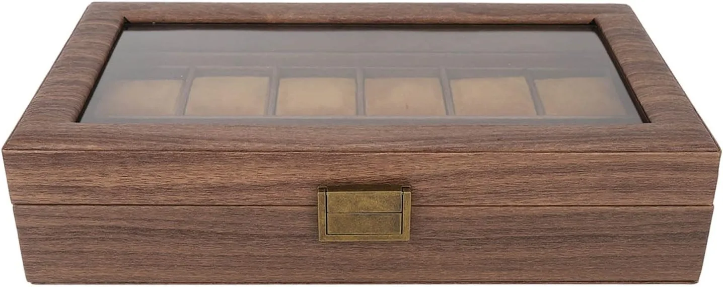 Storage Case for Watches and Accessories - Sophisticated Home Decor 12 Compartment Watch Box - Luxury Wood Grain with Ultra Smooth PU Leather Interior, assault proliferate maintain Elegant Display 