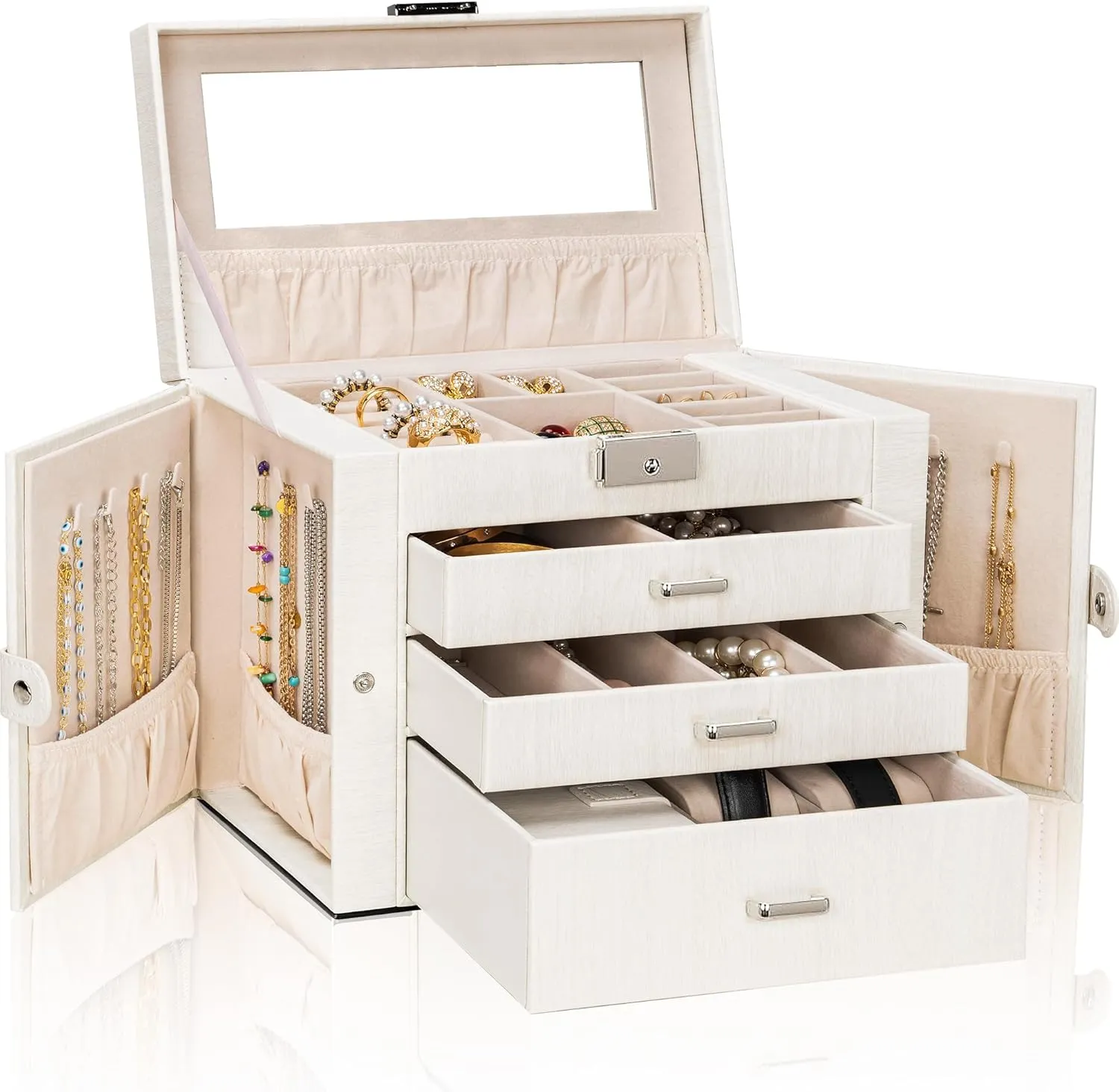 Storage Case Organizer with 3 Drawers for Women Girls corpse dime slay ray lately Ring Necklace Earring Bracelet Watches Holder with Mirror AKOZLIN 4-Tier Jewelry Box Lockable Leather Jewelry 