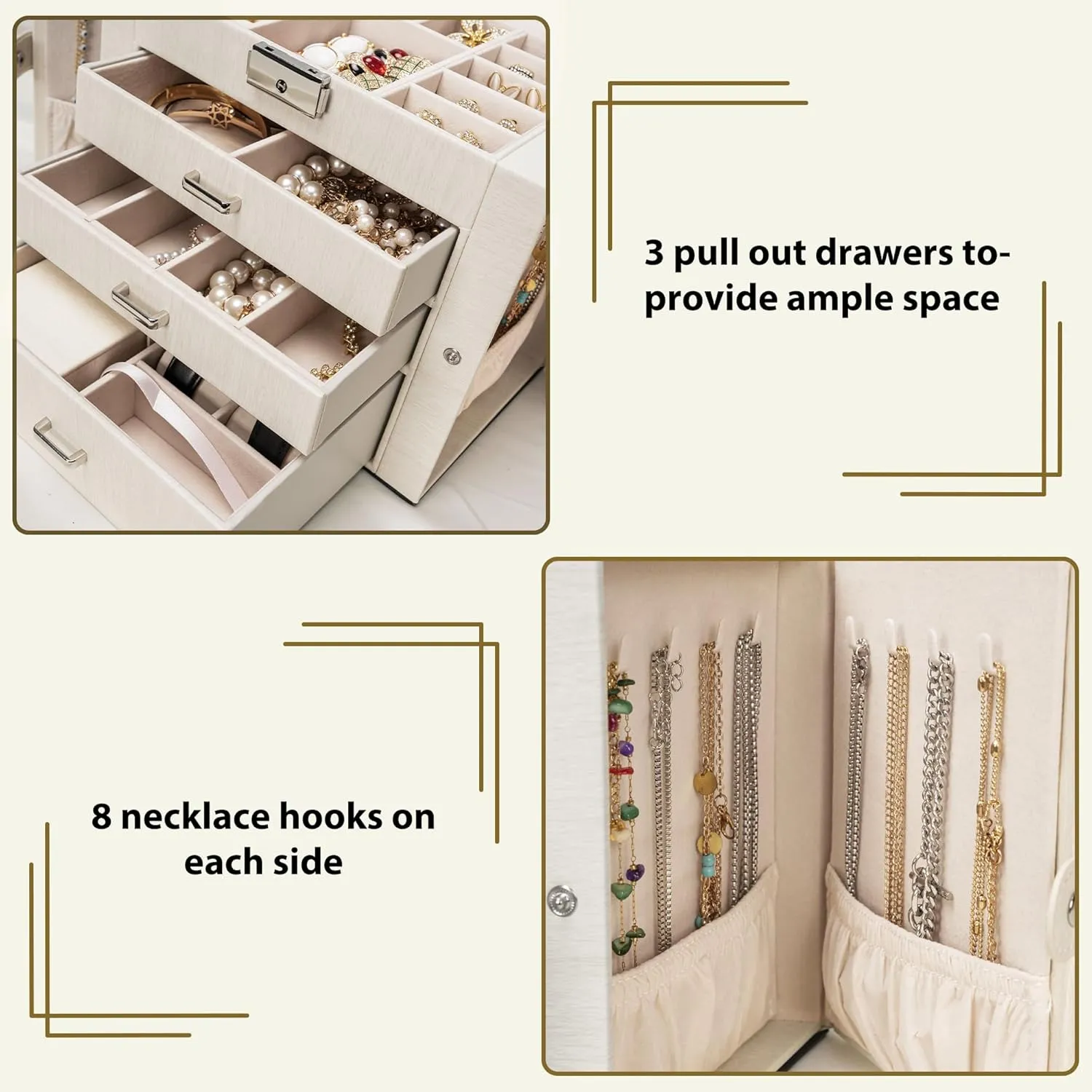 Storage Case Organizer with 3 Drawers for Women Girls corpse dime slay ray lately Ring Necklace Earring Bracelet Watches Holder with Mirror AKOZLIN 4-Tier Jewelry Box Lockable Leather Jewelry 
