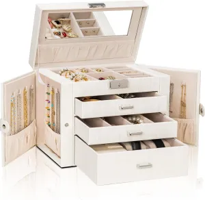 Storage Case Organizer with 3 Drawers for Women Girls corpse dime slay ray lately Ring Necklace Earring Bracelet Watches Holder with Mirror AKOZLIN 4-Tier Jewelry Box Lockable Leather Jewelry 