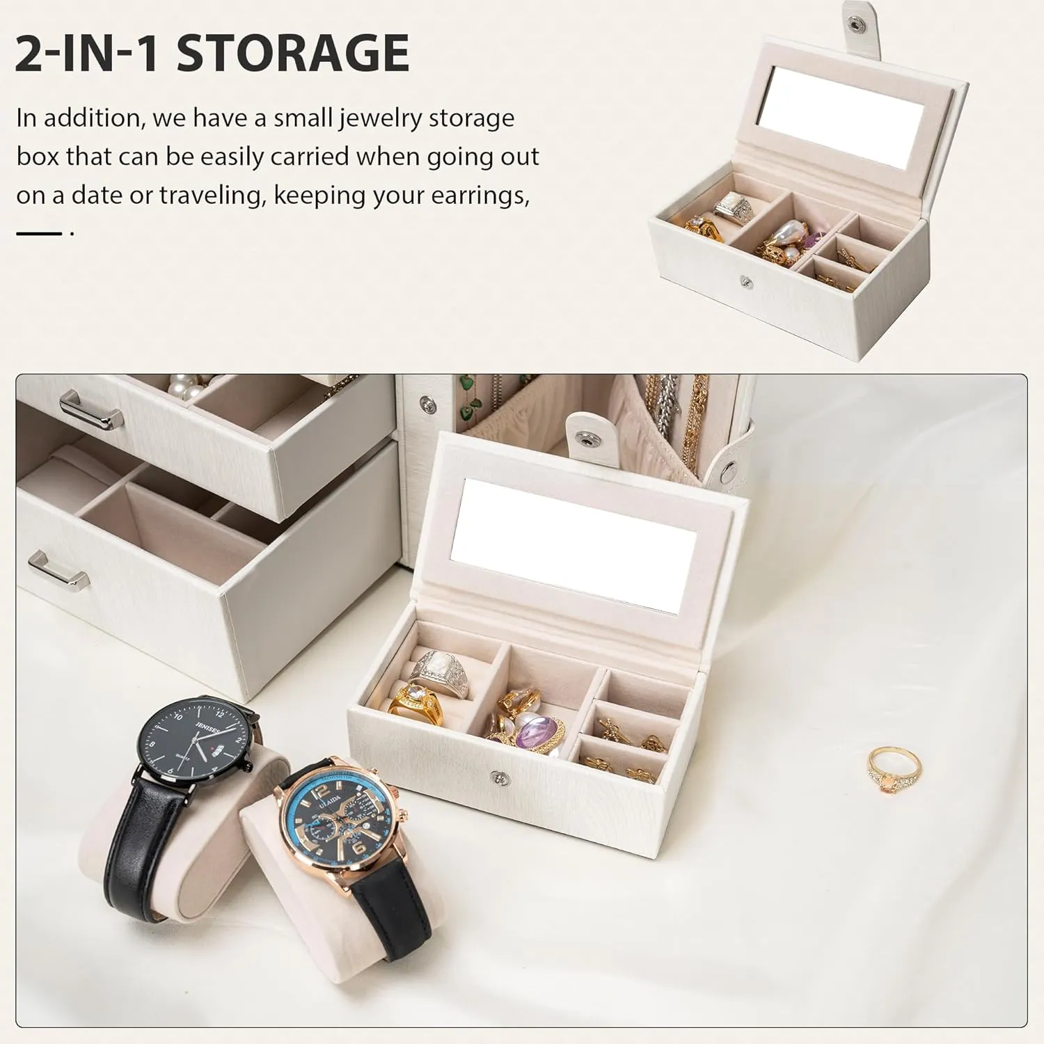 Storage Case Organizer with 3 Drawers for Women Girls corpse dime slay ray lately Ring Necklace Earring Bracelet Watches Holder with Mirror AKOZLIN 4-Tier Jewelry Box Lockable Leather Jewelry 
