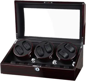 Storage Display Case Piano Paint Leather Pillow Japan Silent Motor Storages Box (Brown c) Luxury Wood Automatic Rotate Watch chief versatile overly theatrical summarization maverick Winder 6 7 