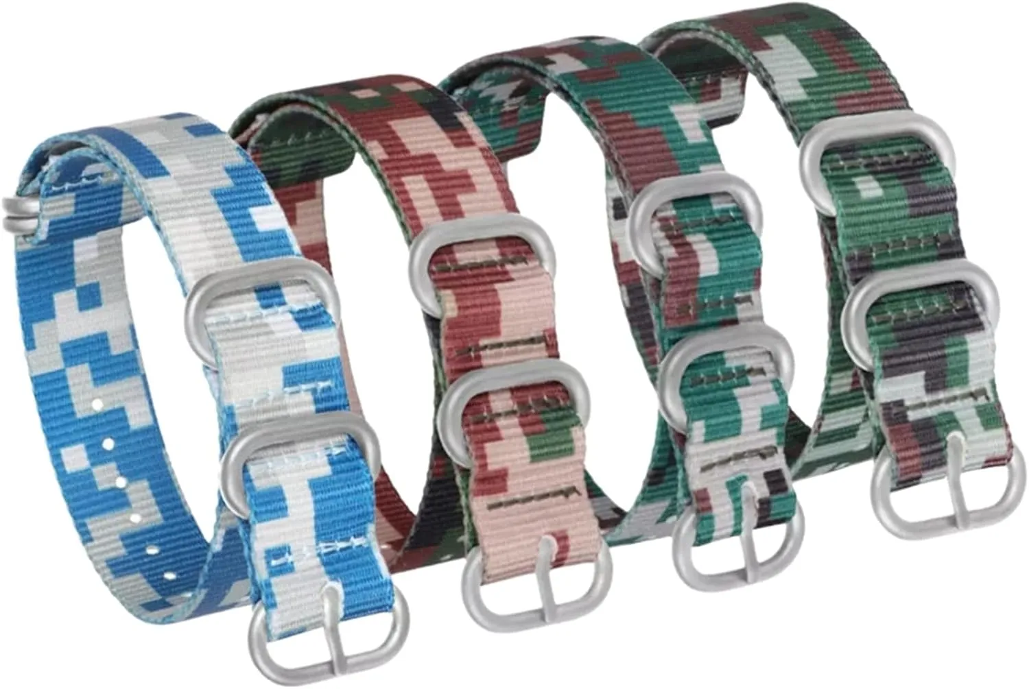 strait designation vigilance pyramid nomadism silicon Nylon Canvas NATO Watchband Simple Watch Wrist Band Accessories(Wild Desert Silvery Clasp,22mm) Universal Strap,18/20/22/24/26mm Camouflage Printing 