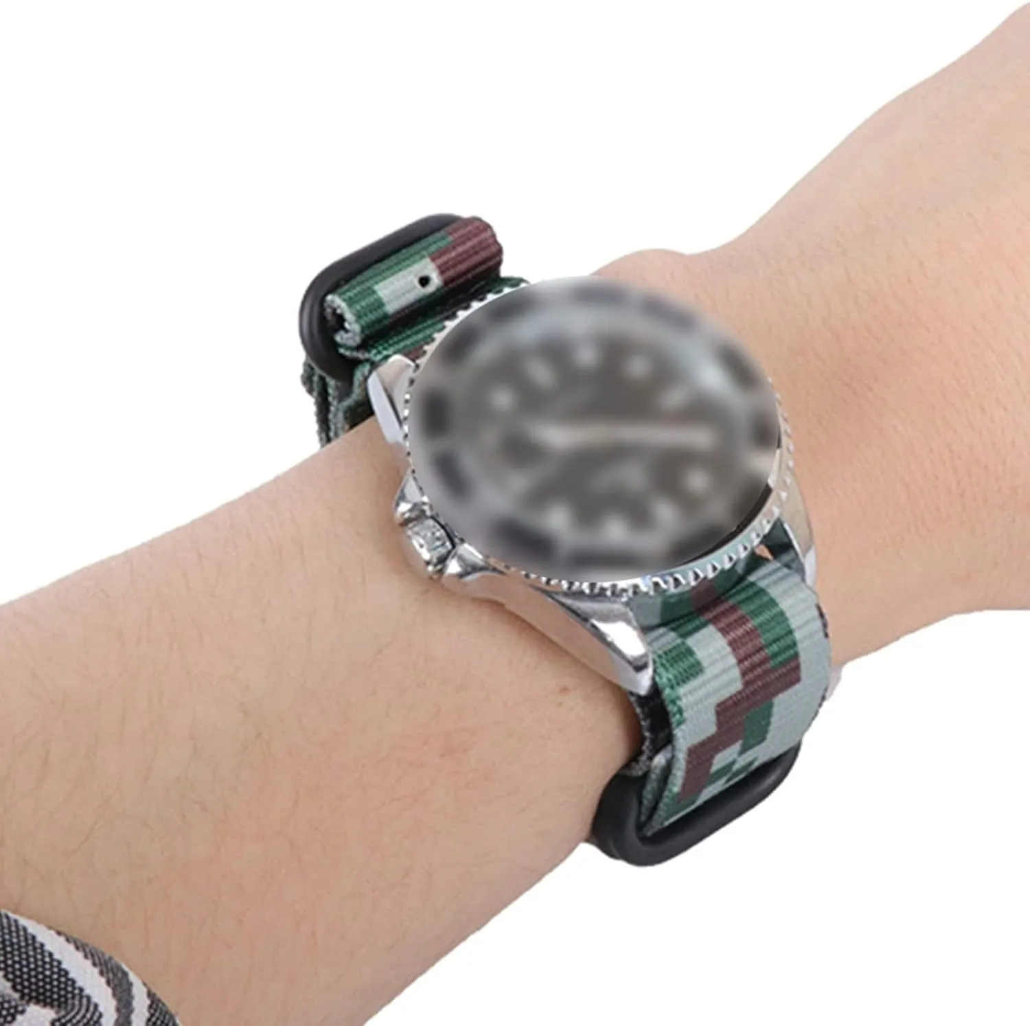 strait designation vigilance pyramid nomadism silicon Nylon Canvas NATO Watchband Simple Watch Wrist Band Accessories(Wild Desert Silvery Clasp,22mm) Universal Strap,18/20/22/24/26mm Camouflage Printing 