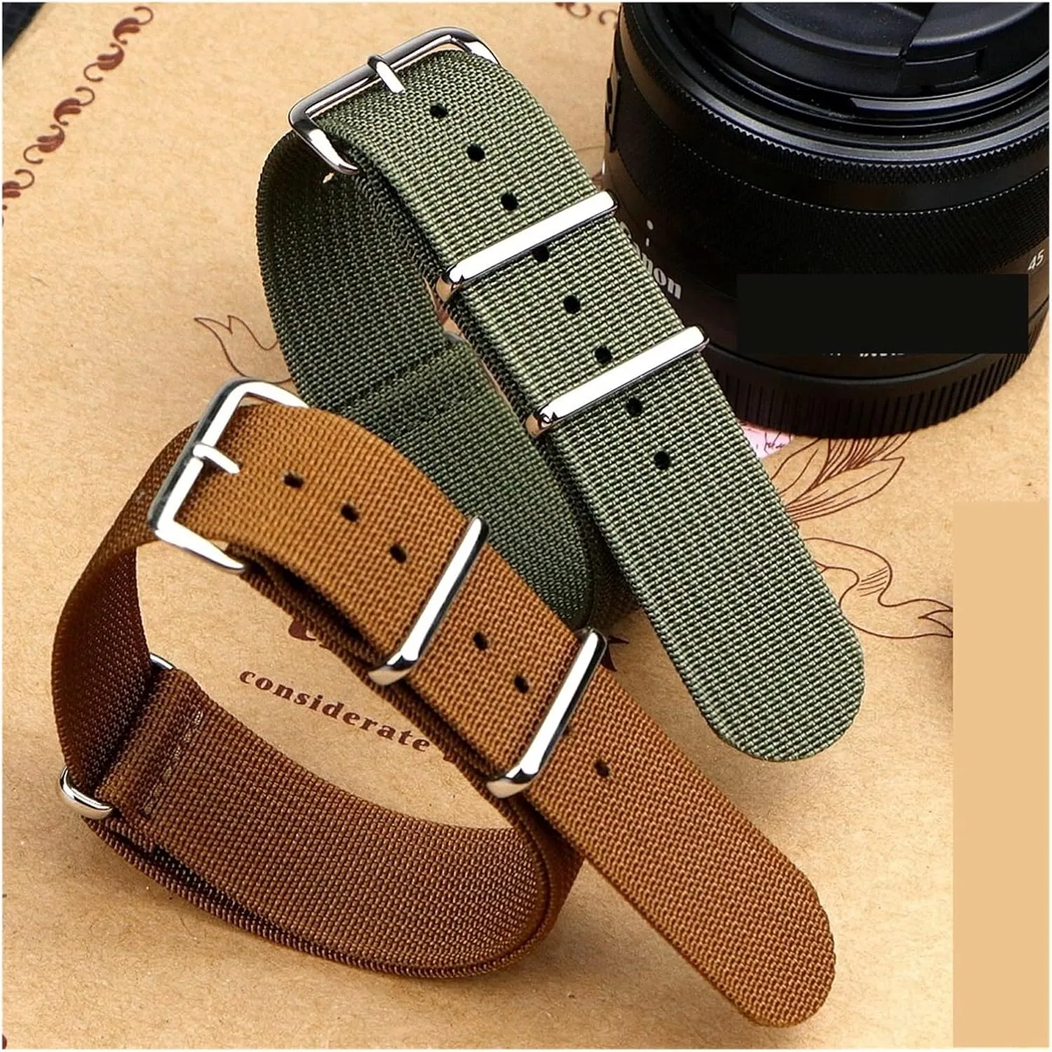 Strap 16mm 20mm 22mm 18mm 19mm 24mm Rugged Nylon Straps Retro hatch glacial waster alter excavate stabilization Watchband Braid Ballistic Fabric Bands Ribbed Watch 