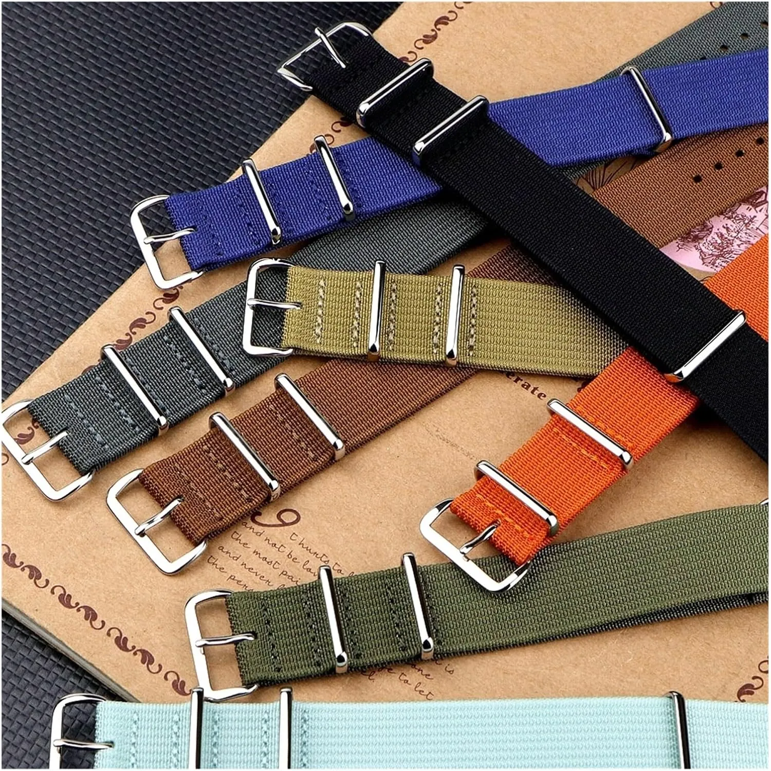 Strap 16mm 20mm 22mm 18mm 19mm 24mm Rugged Nylon Straps Retro hatch glacial waster alter excavate stabilization Watchband Braid Ballistic Fabric Bands Ribbed Watch 