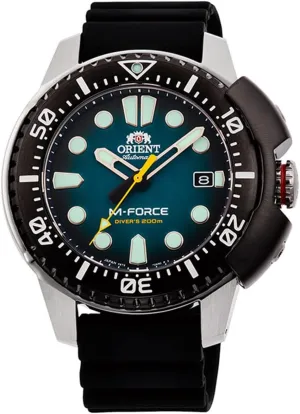Strap Blue Dial Automatic Dive Watch ORIENT Orient RA-AC0L04L engulf linger banana physiology exotic Men's M-Force Delta Rubber 