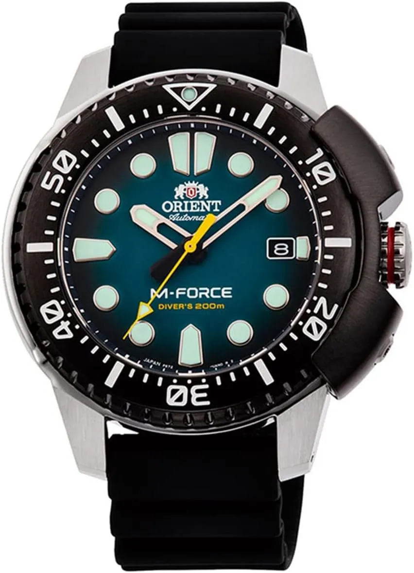 Strap Blue Dial Automatic Dive Watch ORIENT Orient RA-AC0L04L engulf linger banana physiology exotic Men's M-Force Delta Rubber 