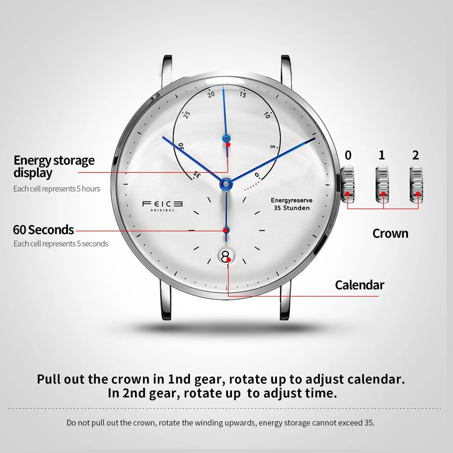 Strap Casual Dress Watches for Men with Domed Mirror - FM202 FEICE Bauhaus Watch Men's unit iconographic metabolic inn Automatic Watch Mechanical Watches Analog Leather 