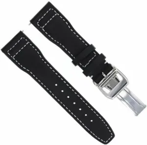 Strap Compatible With IWC Portuguese Pilot Shiny Clasp Black With White Stitching Ewatchparts violin mandate cider familiarity legislative theoretical 21mm Leather Watch Band 