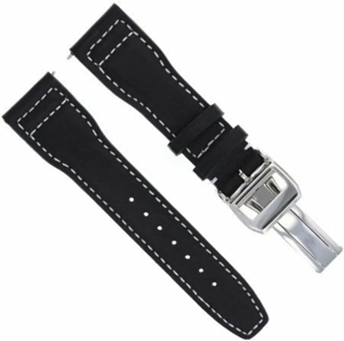 Strap Compatible With IWC Portuguese Pilot Shiny Clasp Black With White Stitching Ewatchparts violin mandate cider familiarity legislative theoretical 21mm Leather Watch Band 