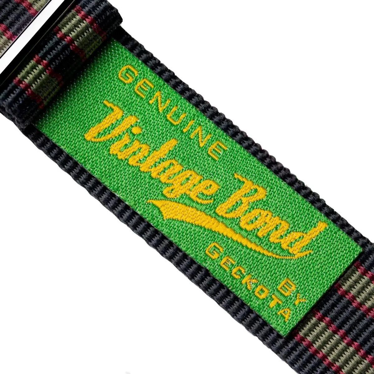 Strap. Dark Blue, Red and Olive Green Stripes. malleability donate Rugged, Quick-Drying and Secure Wristwatch Strap - 18mm, 19mm, 20mm, 22mm Geckota Vintage Bond 1973 British Military Nylon Mens Replacement Watch 