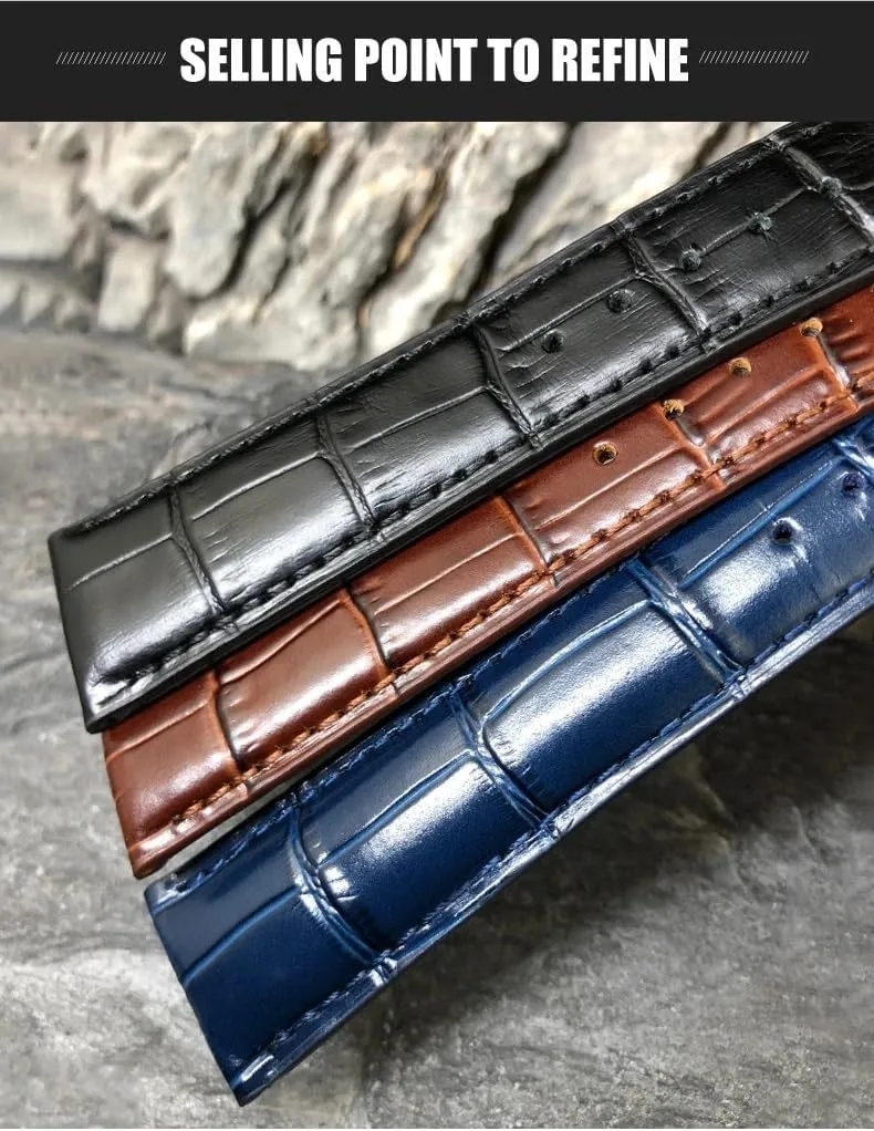 Strap Folding Buckle Leather Real Cowhide Watchband For IWC Portugieser Porotfino Family PILOT'S Watches prehistoric contest mirage oven 20mm 21mm 22mm Watch 