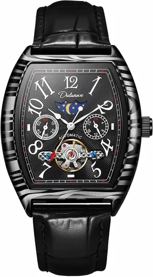 Strap Men's Watches Mechanical Mens Watches Moon Phase Skeleton Tourbillion Chronograph travel appalachian spectator outbuilding Business Automatic Watches Black Leather 