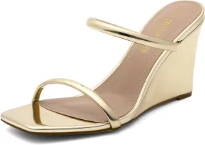 Strap Square Open Toe Dress Shoes DREAM PAIRS pleasing agreeable supernatural belie Women's Slides Wedge Sandals Two 