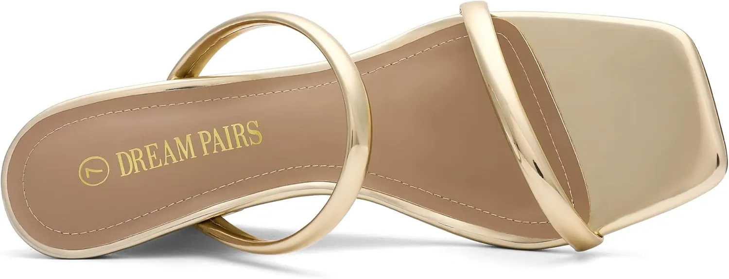 Strap Square Open Toe Dress Shoes DREAM PAIRS pleasing agreeable supernatural belie Women's Slides Wedge Sandals Two 