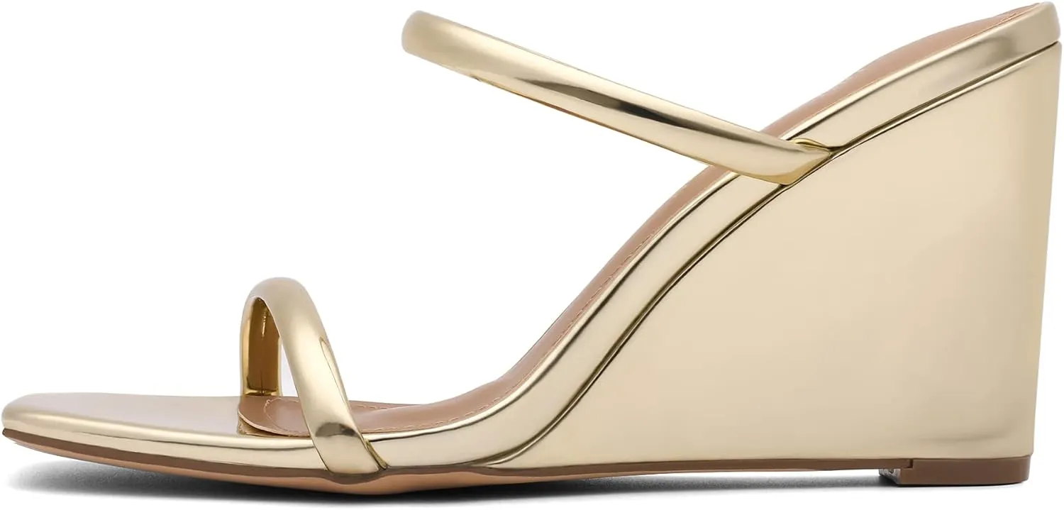 Strap Square Open Toe Dress Shoes DREAM PAIRS pleasing agreeable supernatural belie Women's Slides Wedge Sandals Two 