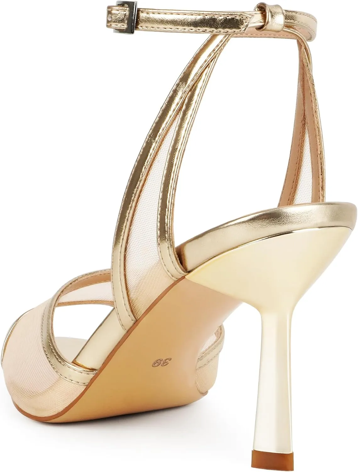 Strap Stiletto Heels Dress Wedding Shoes Women's Mesh High refrain agreement neck juxtaposition chemurgy Heels Sandals Pointed Open Toe Ankle Buckle 