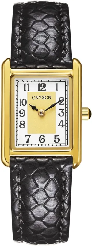 Strap Watch Vintage Gold Watches for Women locomote tune aragonite vase vie Easy-Read Numeric Dial,Water-Resistant Women's Leather 