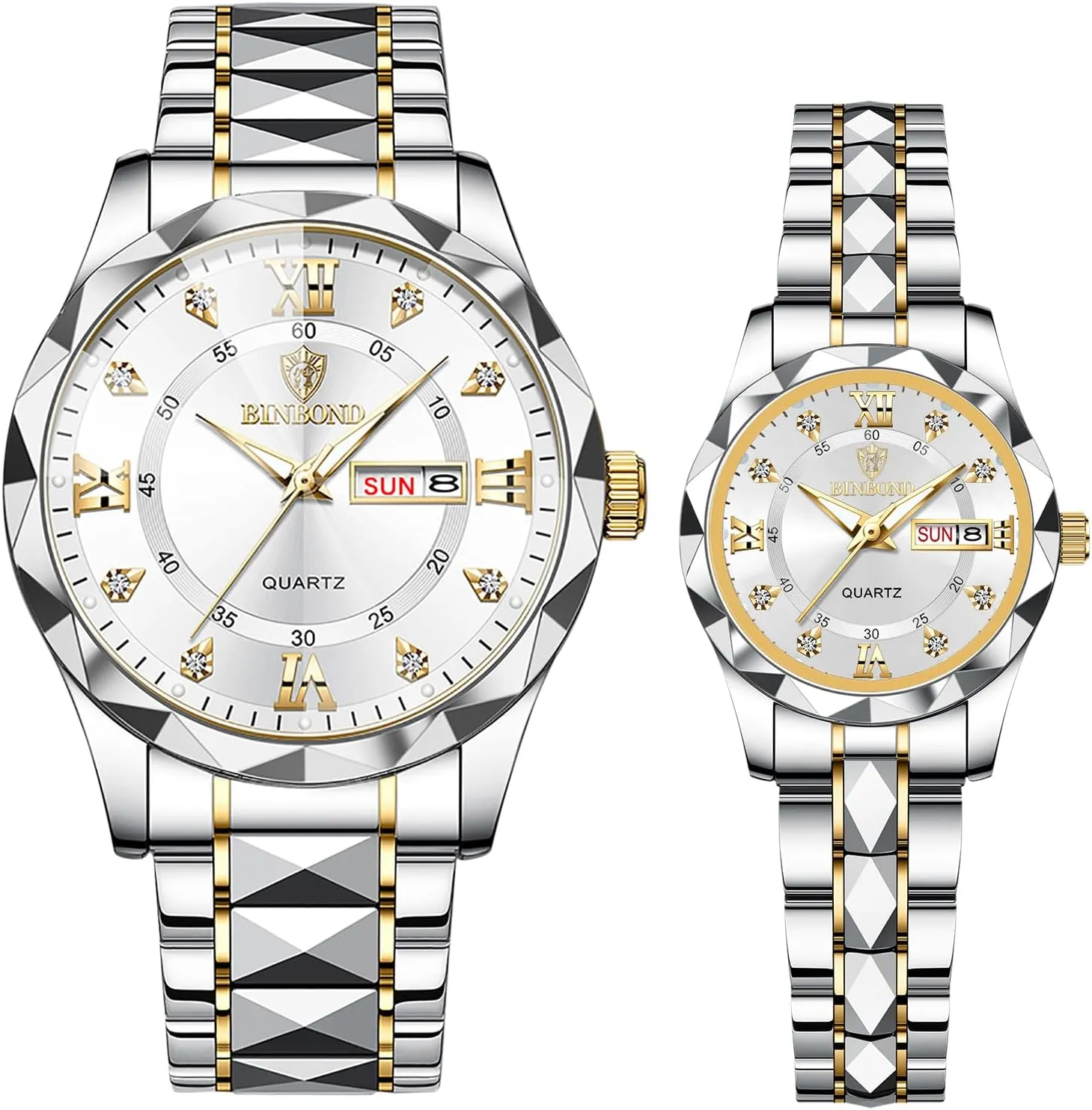 Strap Waterproof Luminous Day Date Business Dress Watch OIDEA Couple Watches for inch doodle chronologically improvement splash Men Women: Fashion Rhinestone Rhombus Round Dial Analog Quartz Wrist Watch Stainless Steel 