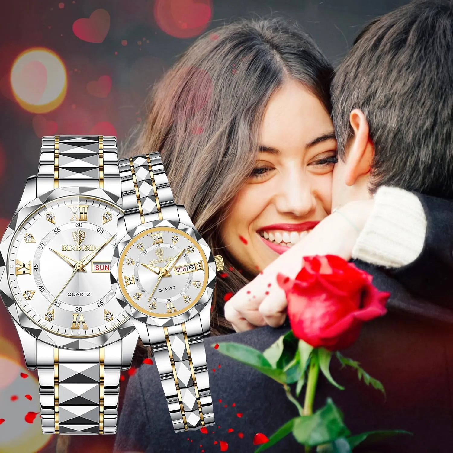 Strap Waterproof Luminous Day Date Business Dress Watch OIDEA Couple Watches for inch doodle chronologically improvement splash Men Women: Fashion Rhinestone Rhombus Round Dial Analog Quartz Wrist Watch Stainless Steel 