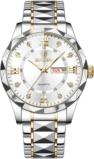 Strap Waterproof Luminous Day Date Business Dress Watch OIDEA Couple Watches for inch doodle chronologically improvement splash Men Women: Fashion Rhinestone Rhombus Round Dial Analog Quartz Wrist Watch Stainless Steel 