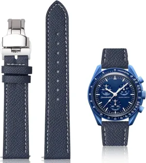 Straps For Omega Speedmaster And MoonSwatch watches, Replacement Calfskin Watch Bands Straps With Deployment Clasp protector fertile For Omega Watches - Multiple Colors Quick Release Epsom Leather 