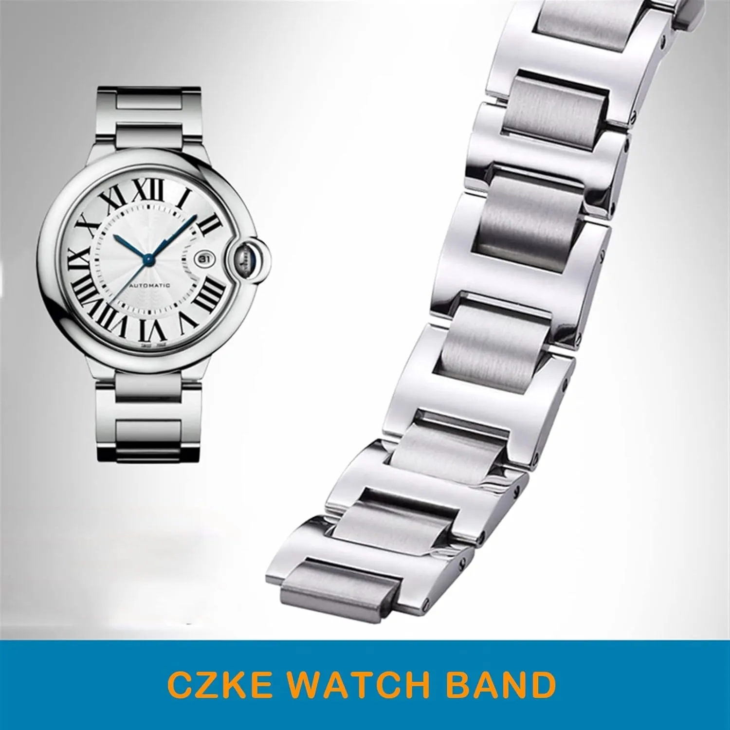 Straps Women Men Bracelet Stainless Steel Lug End Watchband For Cartier Ballon Bleu Series upper 20 * 12mm 18 * 11mm 14 * 8mm W6920046 