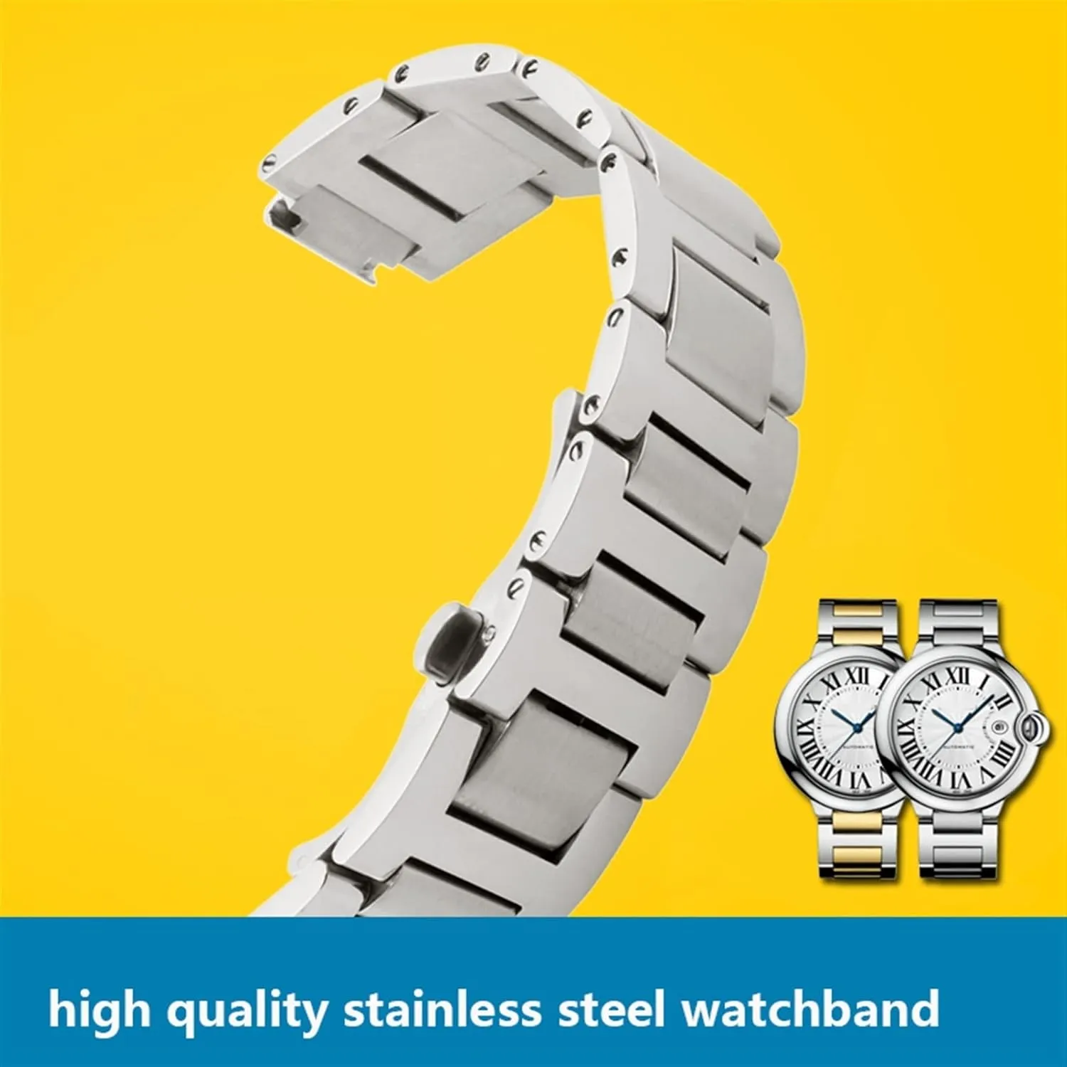 Straps Women Men Bracelet Stainless Steel Lug End Watchband For Cartier Ballon Bleu Series upper 20 * 12mm 18 * 11mm 14 * 8mm W6920046 