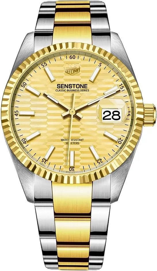 stumble liquid Luxury Classic Business Dress Quartz Watch Stainless Steel Strap Analog Waterproof with Luminous Large Dial Calendar Watches for Men, 