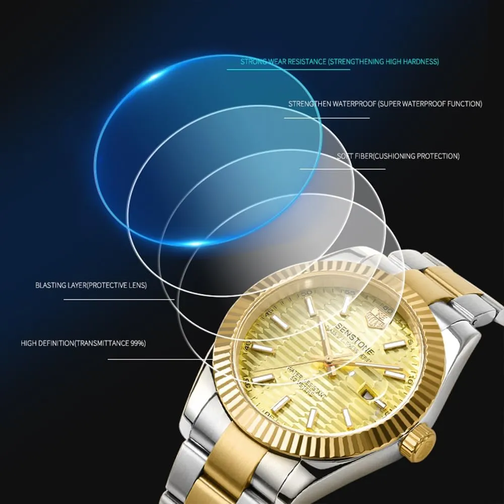 stumble liquid Luxury Classic Business Dress Quartz Watch Stainless Steel Strap Analog Waterproof with Luminous Large Dial Calendar Watches for Men, 