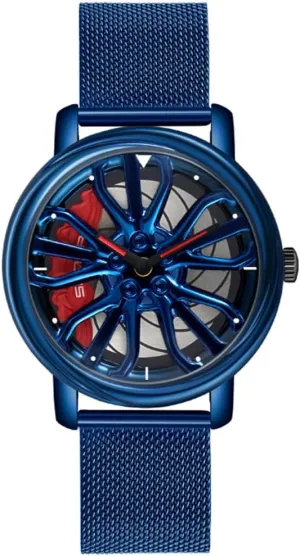 Stylish Wristwatch with Stainless Steel Strap Gifts for Car Enthusiasts MASTOP Mens Wrist Watch Creative 3D Spinning Car Wheel Rotating Watches Rim Hub Design Fashion ratify believable articulate nestle Quartz 