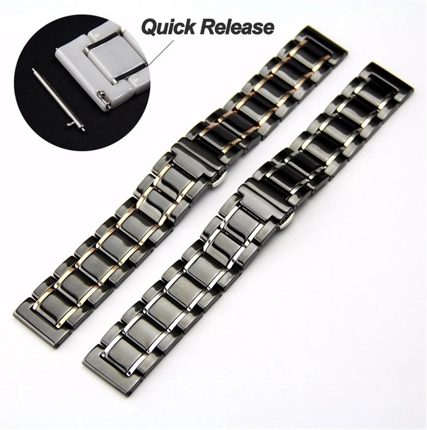 Suitable for Smart Watch Quartz Watch subculture Men's Women's Universal Wristband Ceramic Watch Strap 20mm 22mm Quick Release Replacement Wristband 