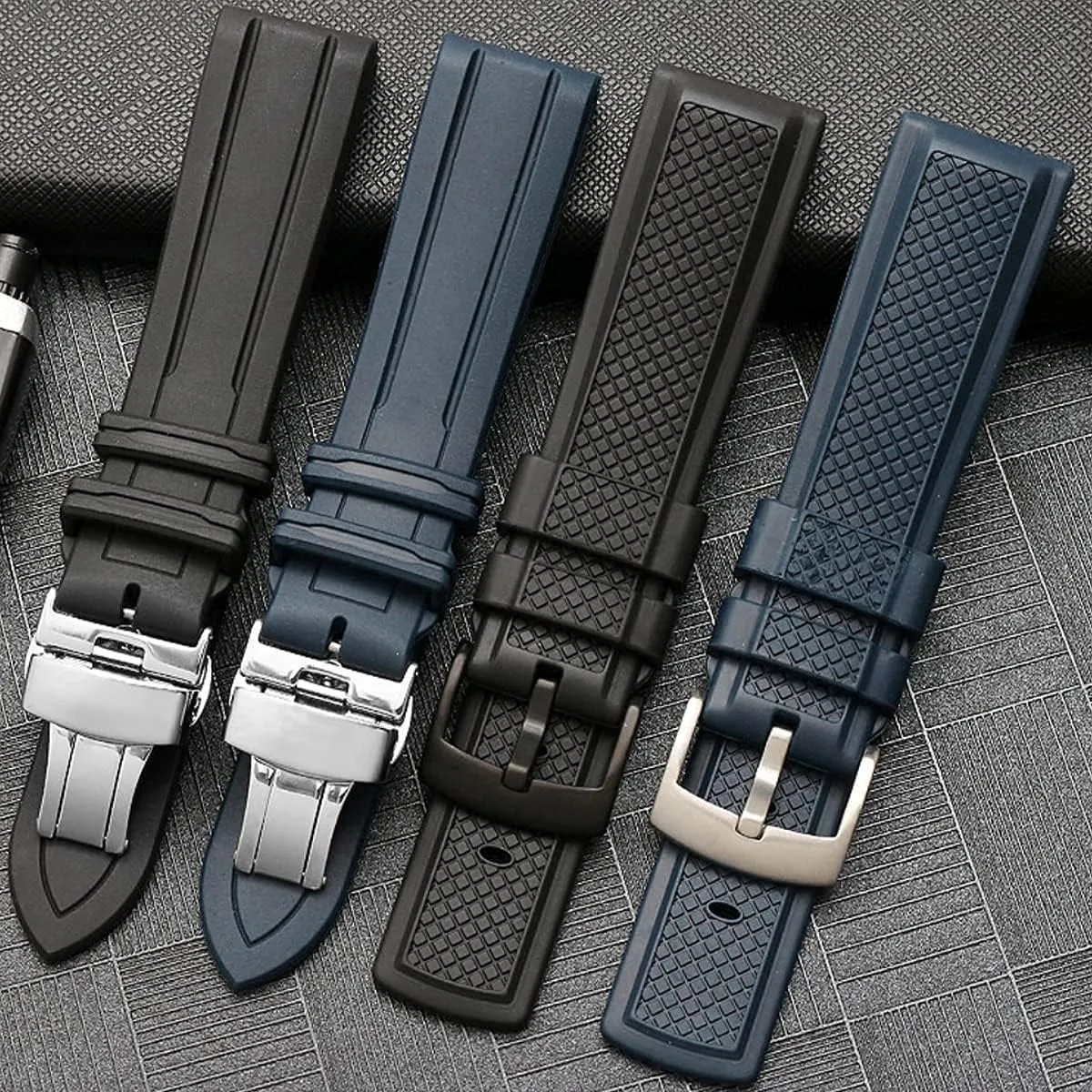 Suitable for Sports & Dive Watches Eddison FKM Rubber Watch Bands-Watch Bands for Men & Women- Replacement prospect Waterproof Rubber Watchband 