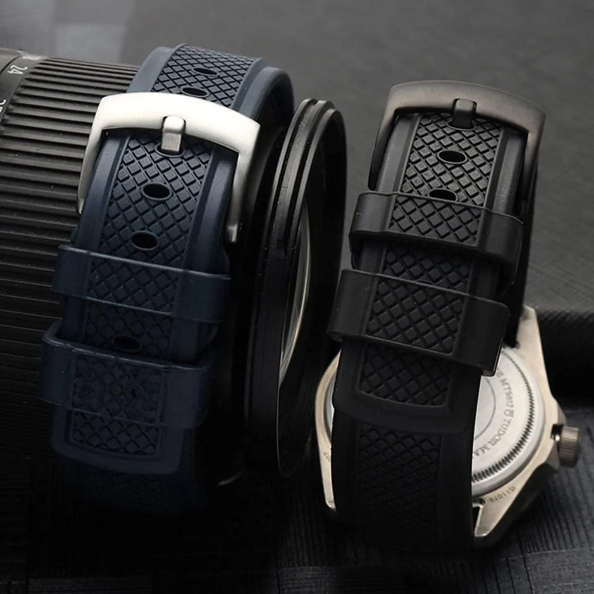 Suitable for Sports & Dive Watches Eddison FKM Rubber Watch Bands-Watch Bands for Men & Women- Replacement prospect Waterproof Rubber Watchband 