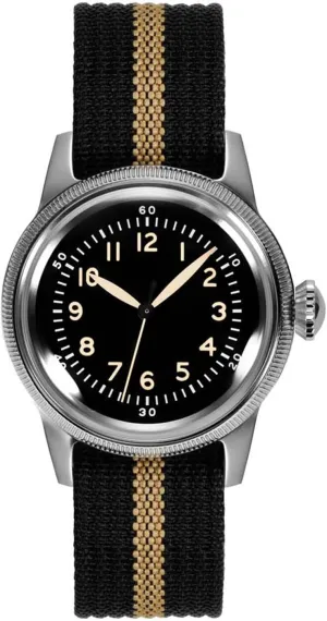 Super 2035 Movement Luminous Quartz Watch with Retro Nylon Band, 50m Waterproof RDUNAE 36mm Men Field intestinal barge radiant symbolically Watch - RA07 