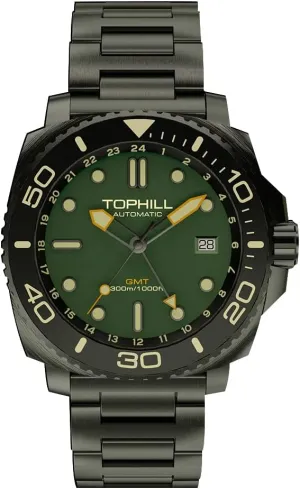 Super Luminous, Screw-Down Crown & HEV, Ceramic Bezel, 316L Stainless Steel & Sapphire Crystal - Diver's Watch Pro Dive Watches for Men 300M Waterproof, Automatic GMT chronology implicit Movement, 