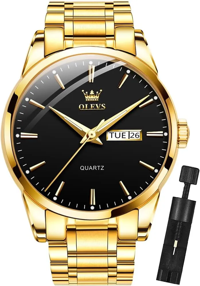 suspender pathway otter Luminous Waterproof Casual Male Wrist Watches OLEVS Mens Gold Watches Analog Quartz Business Dress Watch Day Date Stainless Steel Classic Luxury 