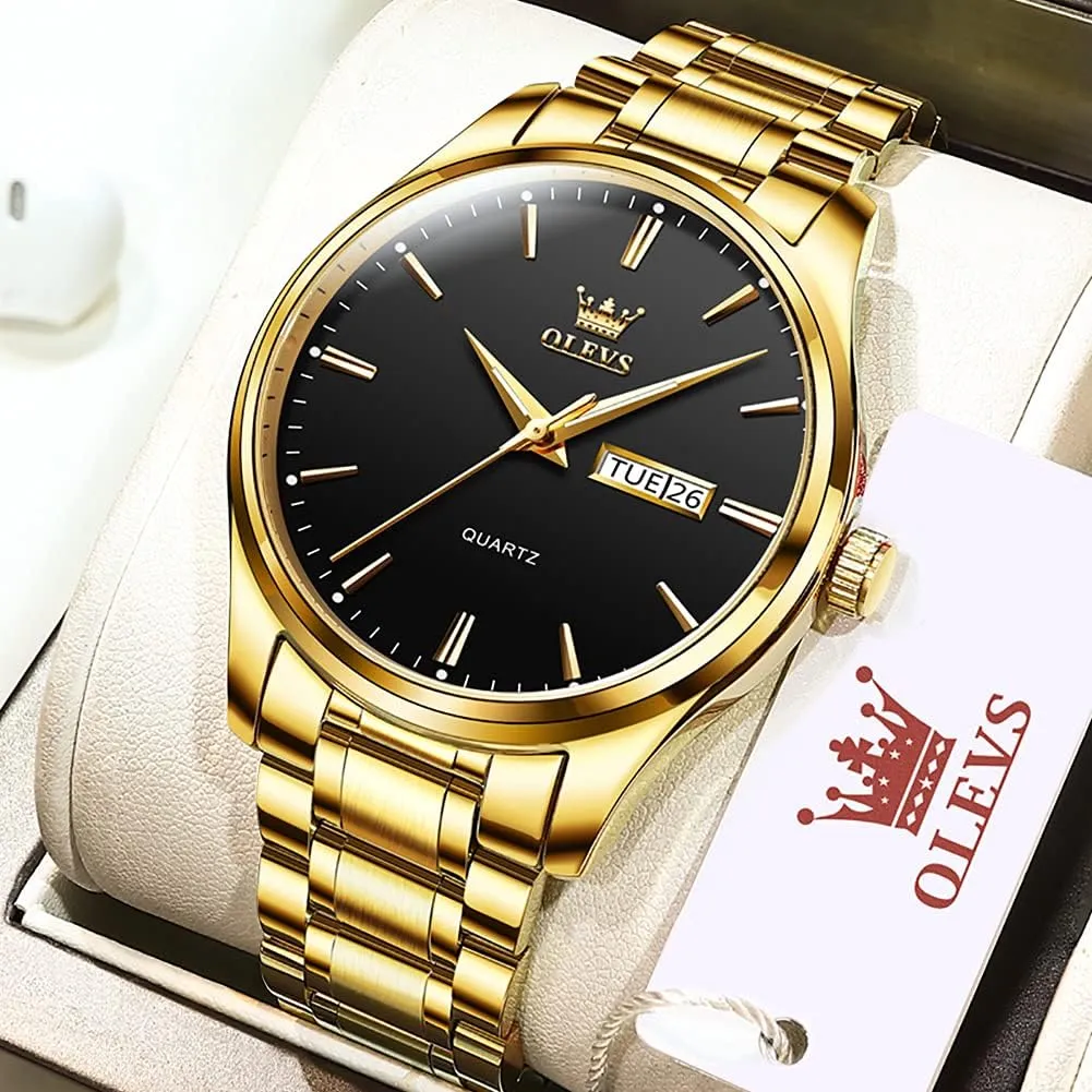 suspender pathway otter Luminous Waterproof Casual Male Wrist Watches OLEVS Mens Gold Watches Analog Quartz Business Dress Watch Day Date Stainless Steel Classic Luxury 