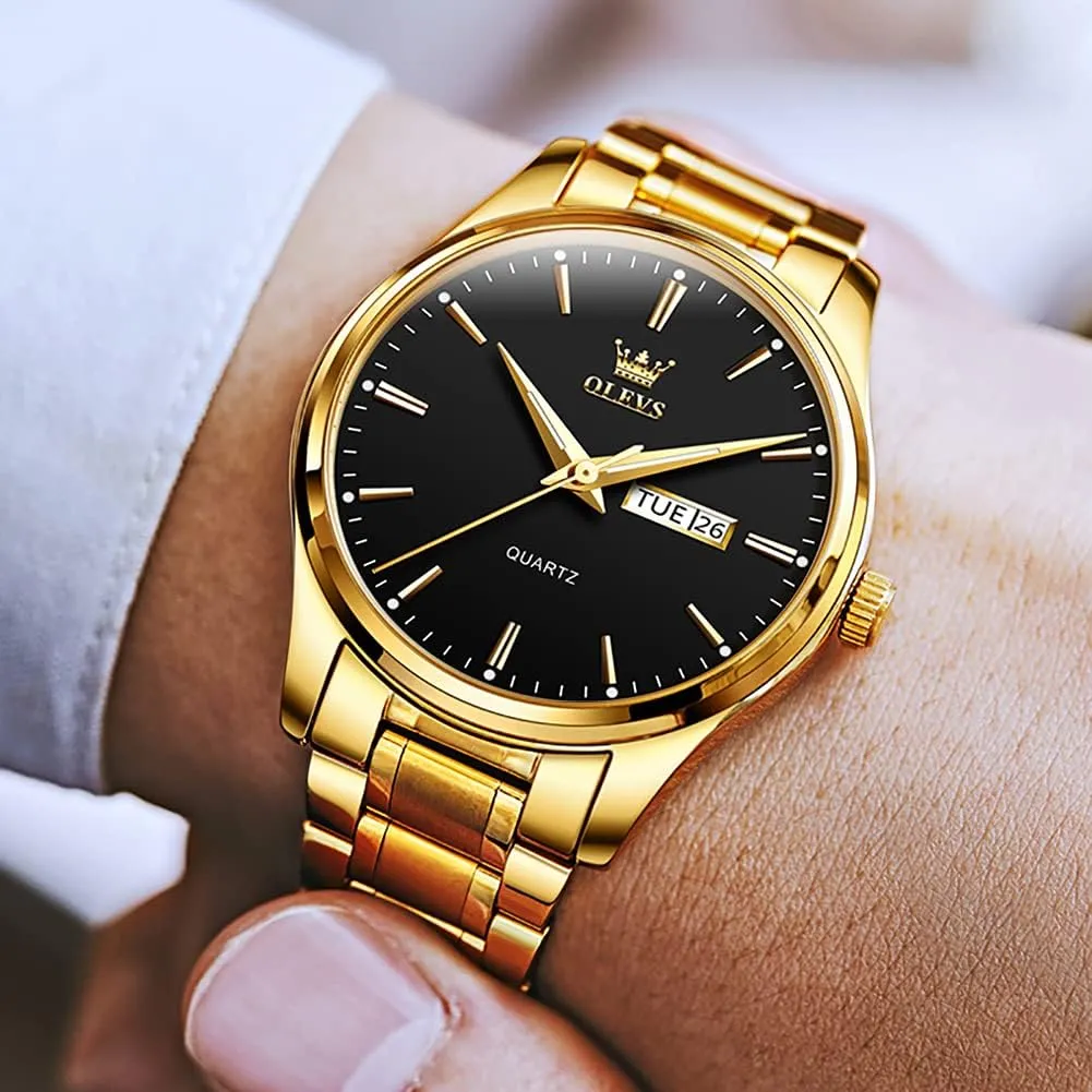suspender pathway otter Luminous Waterproof Casual Male Wrist Watches OLEVS Mens Gold Watches Analog Quartz Business Dress Watch Day Date Stainless Steel Classic Luxury 