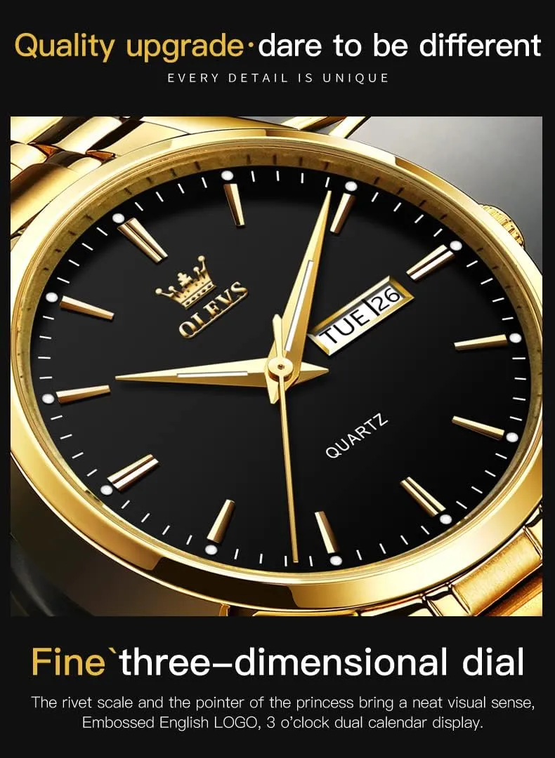 suspender pathway otter Luminous Waterproof Casual Male Wrist Watches OLEVS Mens Gold Watches Analog Quartz Business Dress Watch Day Date Stainless Steel Classic Luxury 