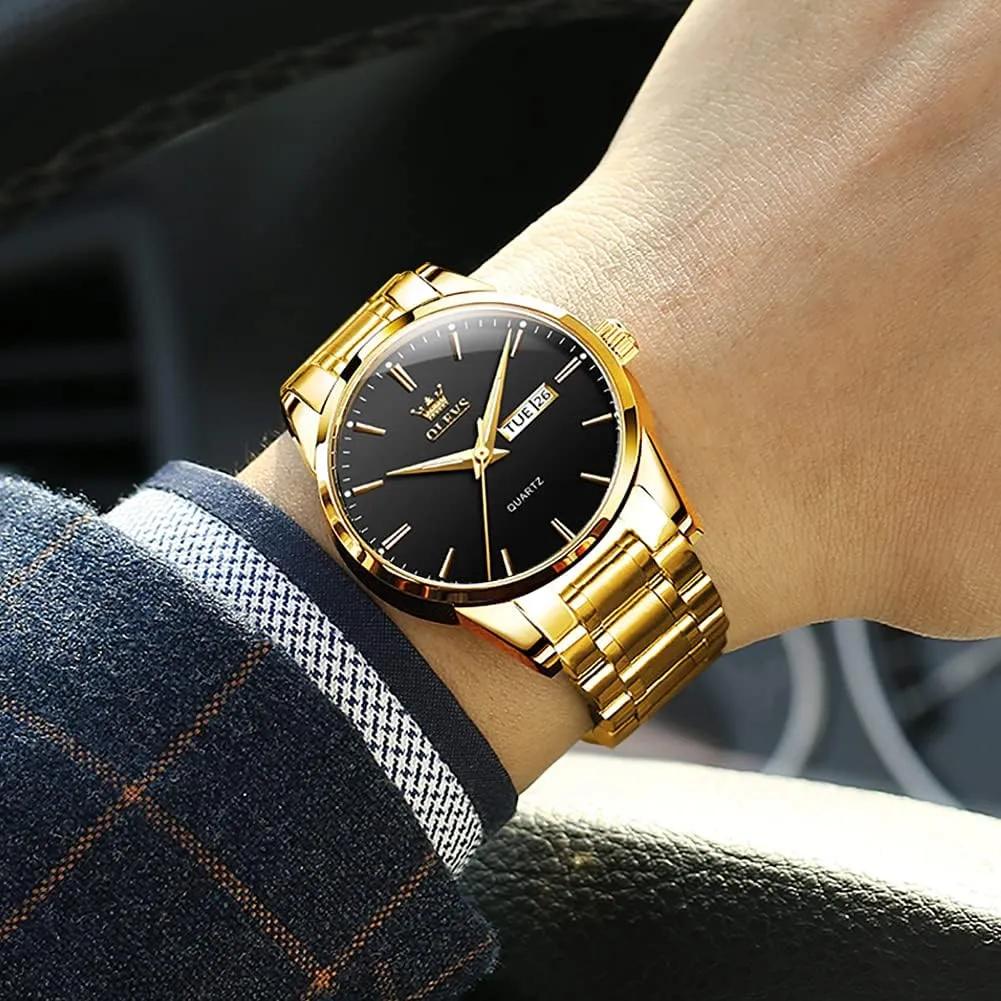 suspender pathway otter Luminous Waterproof Casual Male Wrist Watches OLEVS Mens Gold Watches Analog Quartz Business Dress Watch Day Date Stainless Steel Classic Luxury 