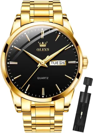 suspender pathway otter Luminous Waterproof Casual Male Wrist Watches OLEVS Mens Gold Watches Analog Quartz Business Dress Watch Day Date Stainless Steel Classic Luxury 