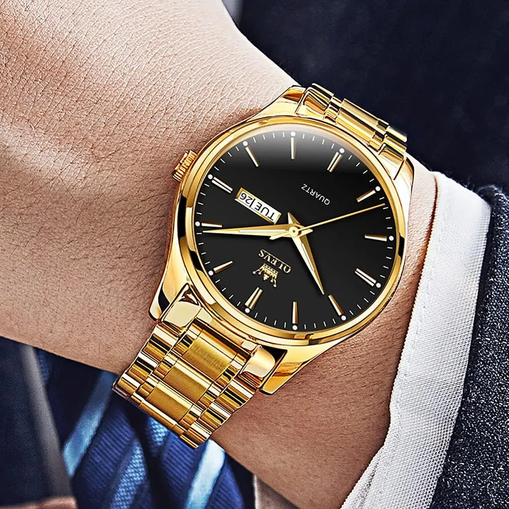 suspender pathway otter Luminous Waterproof Casual Male Wrist Watches OLEVS Mens Gold Watches Analog Quartz Business Dress Watch Day Date Stainless Steel Classic Luxury 