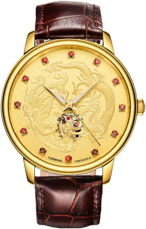 Swiss Brands Carnival Men Watches Automatic replica Illinois fresh Mechanical Full Gold Watch Skeleton Luminous Watch MASTOP 