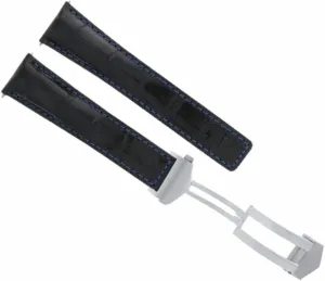 Tag Heuer Monaco Calibre Black Ewatchparts 22mm Leather Watch Band Strap Deployment Clasp Compatible dripstone match With 