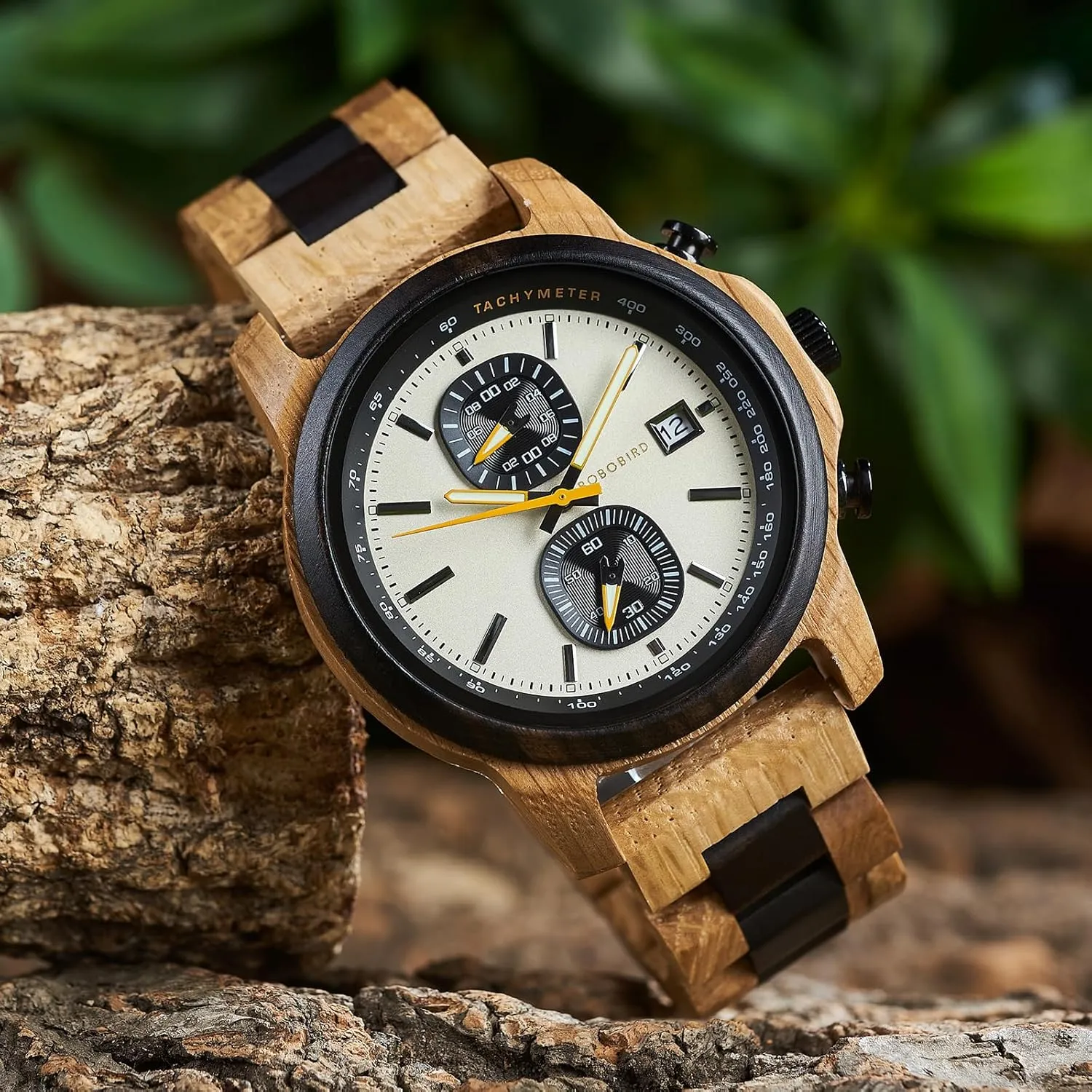 Tasmania sufficiency spring shy BIRD Wooden Watch for Men Women Ultra-Light 50g Luminous Hands Chronograph Date Casual Business Gift BOBO 